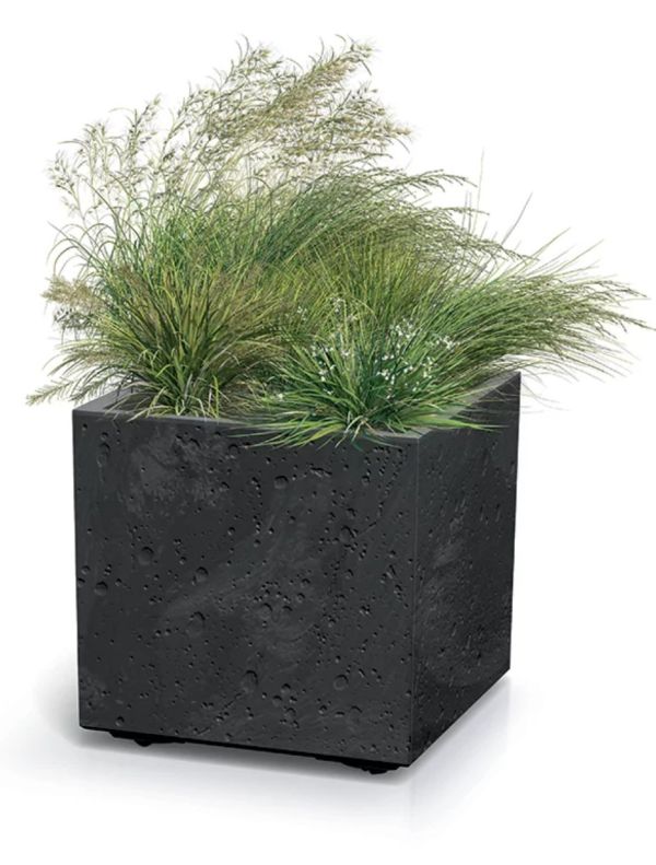 Горщик для квітів Prosperplast на роликах Sierra Square Beton Effect 40 см. Антрацит