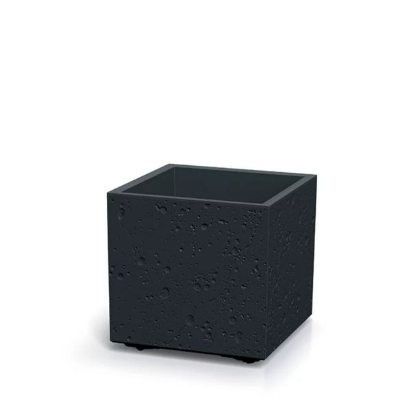 Горщик для квітів Prosperplast на роликах Sierra Square Beton Effect 40 см. Чорний бетон