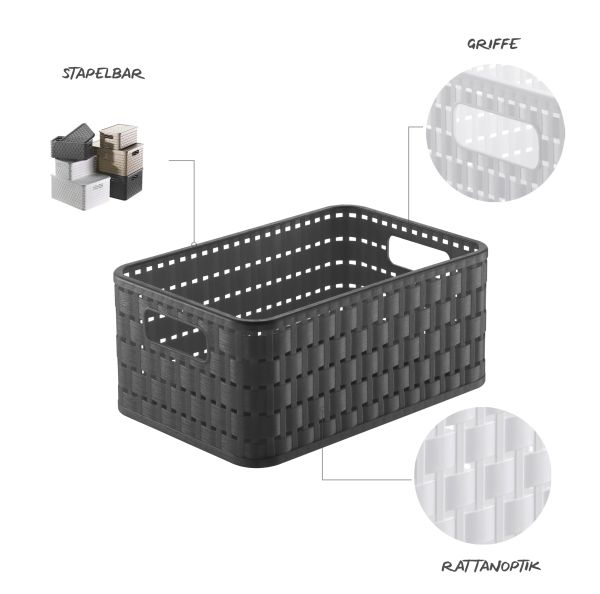 Скринька для зберігання Rotho COUNTRY A6, 4л Антрацит