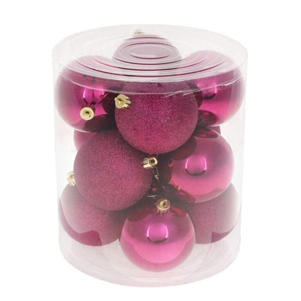 Набір пластикових новорічних кульок 12 шт. D-8 см Магнолія 12439