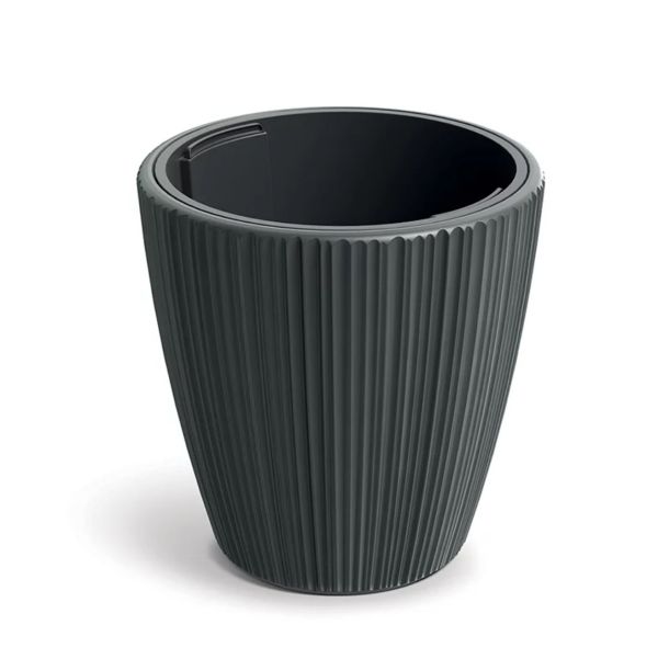 Горщик для квітів Prosperplast ORO round низький 30 см. Темно-сірий