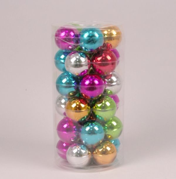 Кульки скляні 5,7 см. різнокольорові (30 шт.) 44584