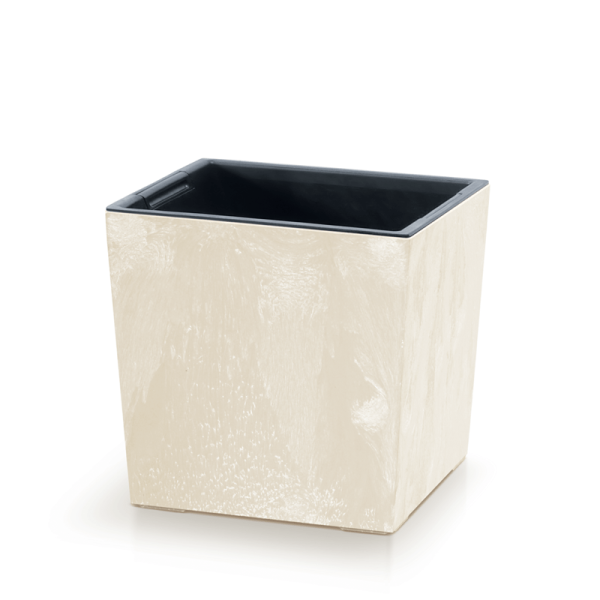 Горщик для квітів Prosperplast Urbi Square Low Beton Effect 24 см. Крем мармуровий